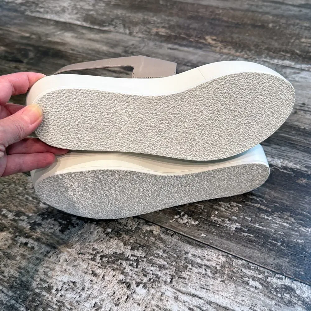 Vince Westport Platform Sandals Womens Size 9M Beige‎ Leather Minimalist NIB